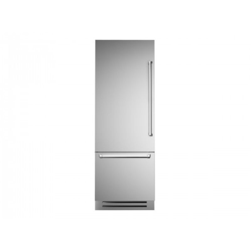 Refrigerador Bertazzoni MASREF75PIXL Bottom Freezer Inox Master 75 cm, 473 litros, com portas inox e Ice Maker. Abert LE