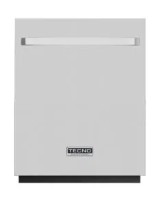 Lava louças de embutir com porta em inox escovado e puxador retangular em metal escovado TECNO Original TD14 EXDO