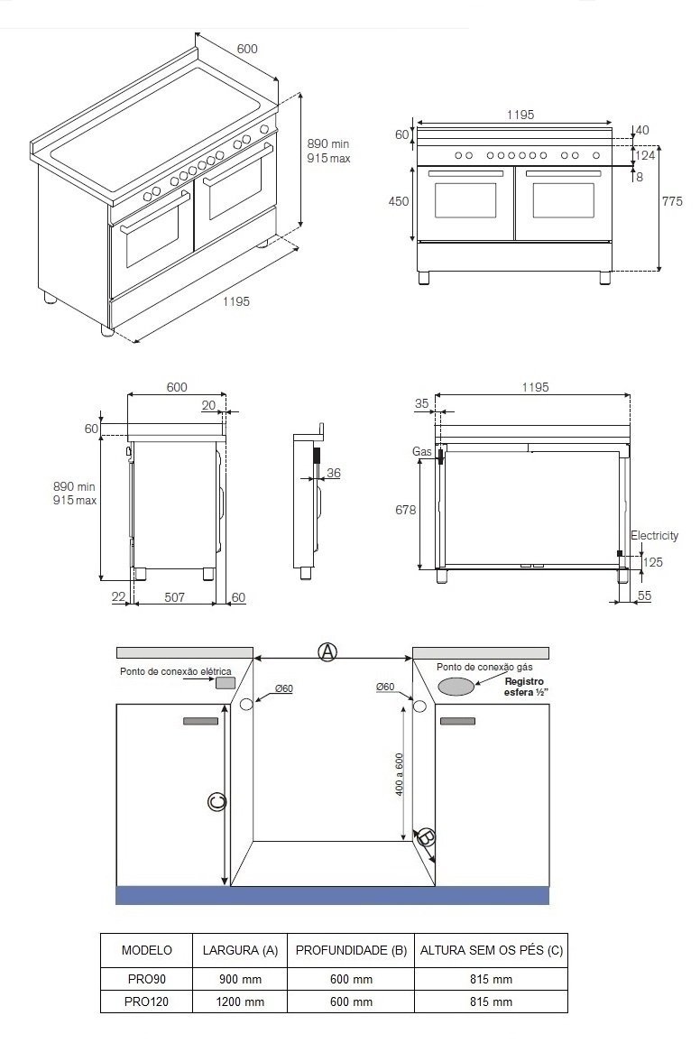 1_5_58_1_1 FOGÃO BERTAZZONI PROFESSIONAL PRO126G2EXT
