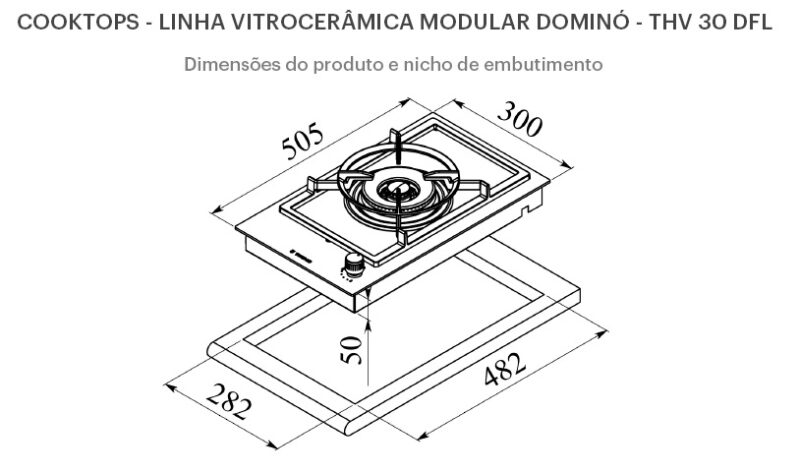 COOKTOP A GÁS DOMINO TECNO THV30DFL