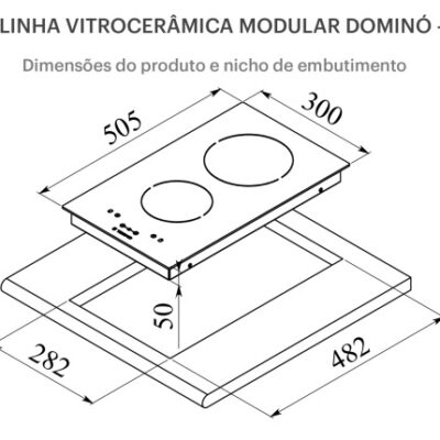 cooktop_vitrocer_mico_tecnothv30_dzo_medidas_nicho COOKTOP ELÉTRICO DOMINO TECNO THV30DZO