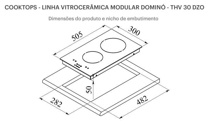 cooktop_vitrocer_mico_tecnothv30_dzo_medidas_nicho COOKTOP ELÉTRICO DOMINO TECNO THV30DZO