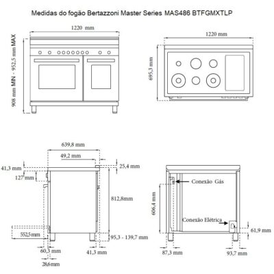 FOGÃO BERTAZZONI PROFESSIONAL PRO126G2ENET