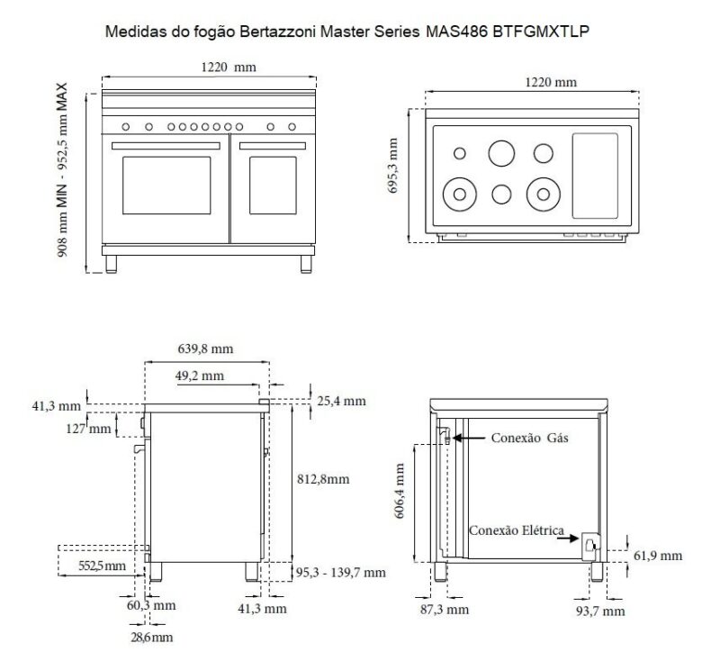 FOGÃO BERTAZZONI MASTER MAS486BTFGMXTLPBN BLACK NICKEL