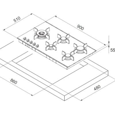 COOKTOP A GÁS TECNO THV90L2