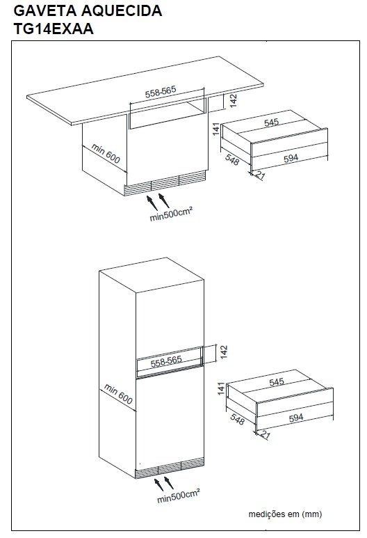 GAVETA AQUECIDA TECNO PROFESSIONAL TG14EXAP