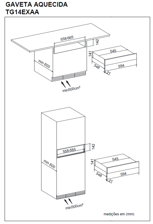 GAVETA AQUECIDA TECNO VINTAGE TG14EXAV2