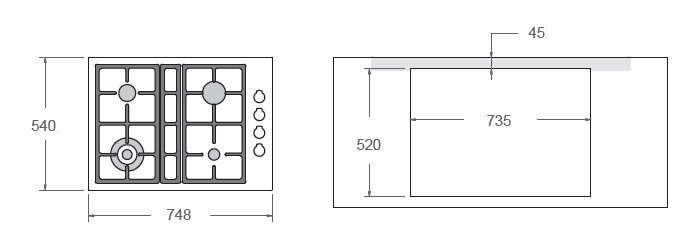 COOKTOP A GÁS BERTAZZONI PROFESSIONAL PROF304 QBXT
