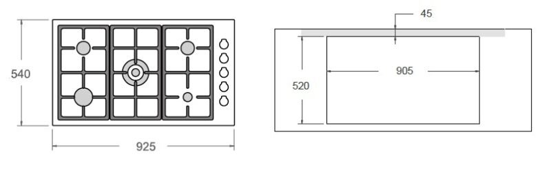 medidas_dos_cooktops_bertazzoni_365_qbxt COOKTOP A GÁS BERTAZZONI PROFESSIONAL PROF365 QBXT
