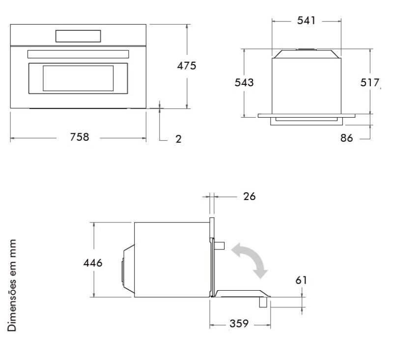medidas_dos_fornos_bertazzoni_prof_e_mast_30_soex_2 FORNO COMB. COM MICRO-ONDAS BERTAZZONI PROF30SOEX