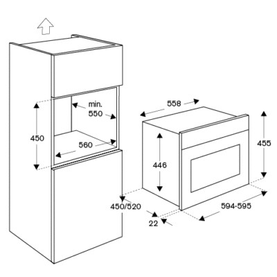 nicho_e_medidas_forno_bertazzoni_f457pro_mwtx FORNO COMB. COM MICRO-ONDAS BERTAZZONI F457PRO MWTX