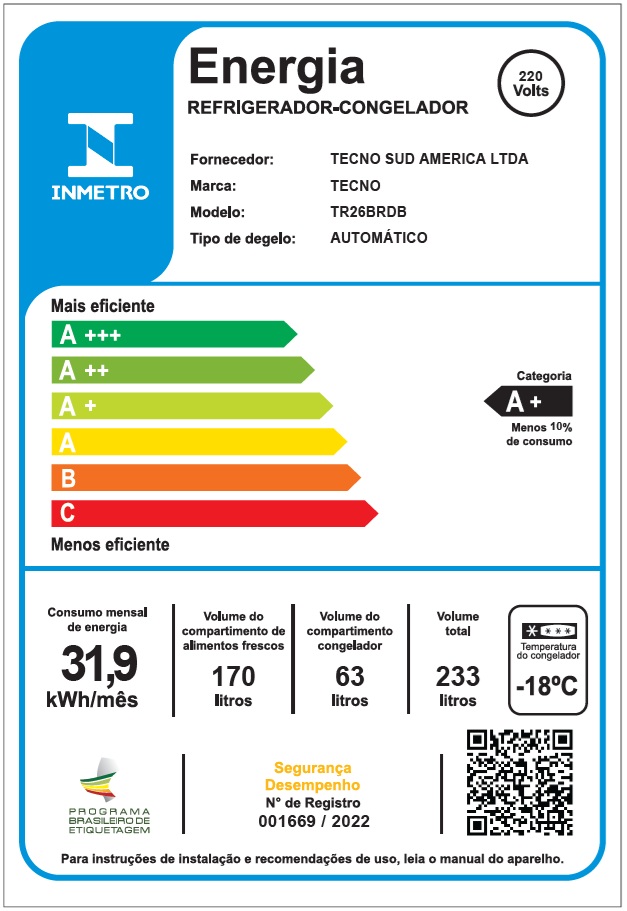 Refrigerador para revestir de embutir TECNO Original TR26 BRDB