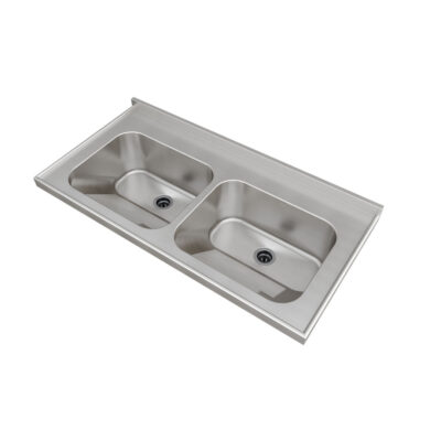 CT50 TD | Tampo Lavanderia com Área Rebaixada e Tanque Duplo - Escovado