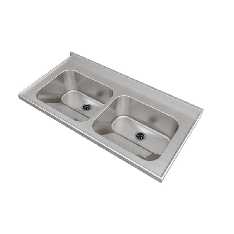 CT50 TD | Tampo Lavanderia com Área Rebaixada e Tanque Duplo - Escovado