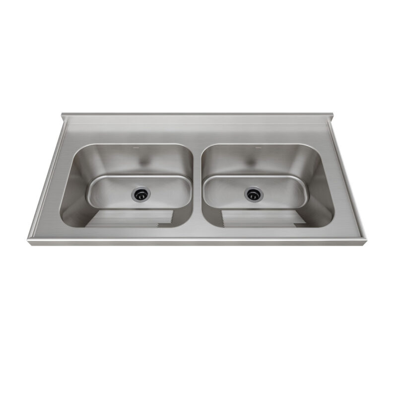 CT50 TD | Tampo Lavanderia com Área Rebaixada e Tanque Duplo - Escovado