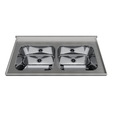 CT50 TD | Tampo Lavanderia com Área Rebaixada e Tanque Duplo - Escovado