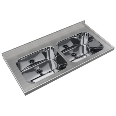 CT50 TD | Tampo Lavanderia com Área Rebaixada e Tanque Duplo - Escovado